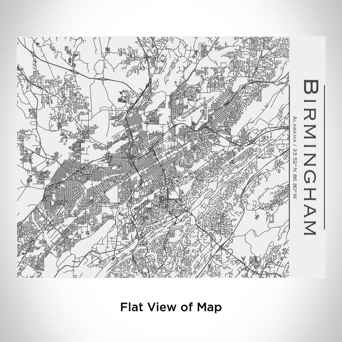 Rendered View of Birmingham Alabama Map Engraving on 20oz Stainless Steel Insulated Bottle with Bamboo Top in White
