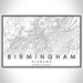 Birmingham Alabama Map Print Landscape Orientation in Classic Style With Shaded Background
