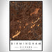 Birmingham Alabama Map Print Portrait Orientation in Ember Style With Shaded Background