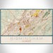 Birmingham Alabama Map Print Landscape Orientation in Woodblock Style With Shaded Background