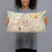 Person holding 20x12 Custom Birmingham Alabama Map Throw Pillow in Woodblock