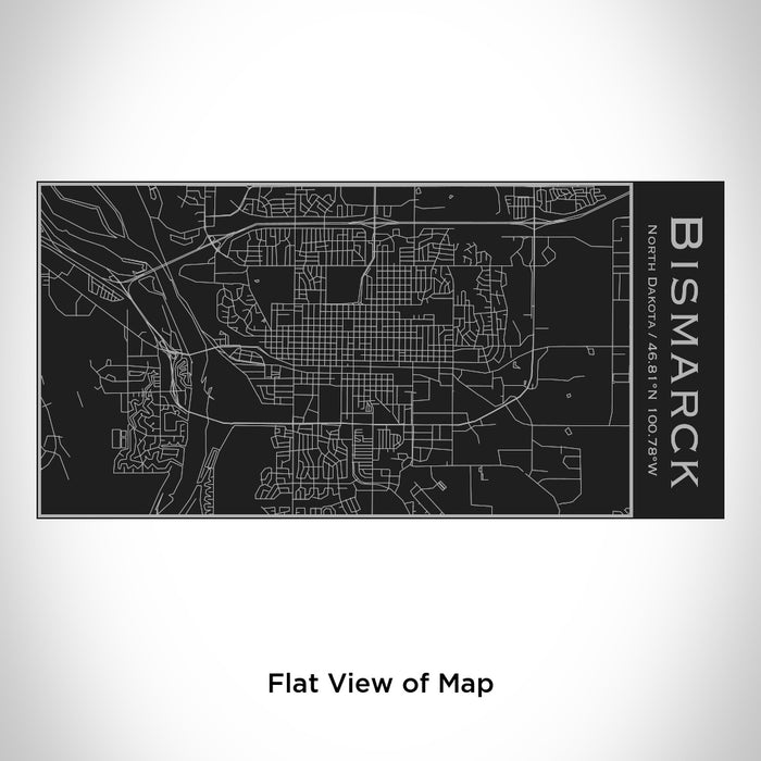Rendered View of Bismarck North Dakota Map Engraving on 17oz Stainless Steel Insulated Cola Bottle in Black
