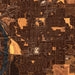 Bismarck North Dakota Map Print in Ember Style Zoomed In Close Up Showing Details