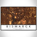 Bismarck North Dakota Map Print Landscape Orientation in Ember Style With Shaded Background