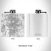Rendered View of Bismarck North Dakota Map Engraving on 6oz Stainless Steel Flask in White