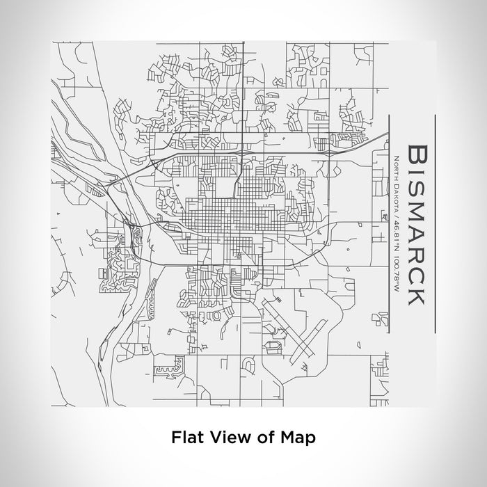 Rendered View of Bismarck North Dakota Map Engraving on 17oz Stainless Steel Insulated Tumbler in White