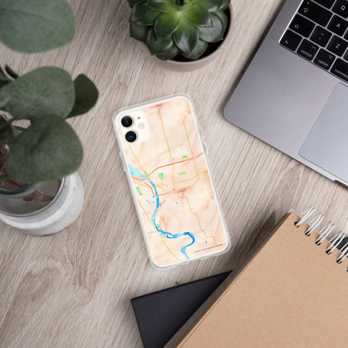 Custom Bismarck North Dakota Map Phone Case in Watercolor