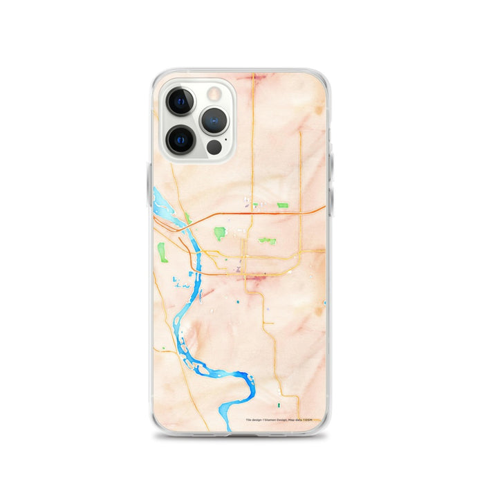 Custom Bismarck North Dakota Map iPhone 12 Pro Phone Case in Watercolor