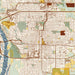 Bismarck North Dakota Map Print in Woodblock Style Zoomed In Close Up Showing Details