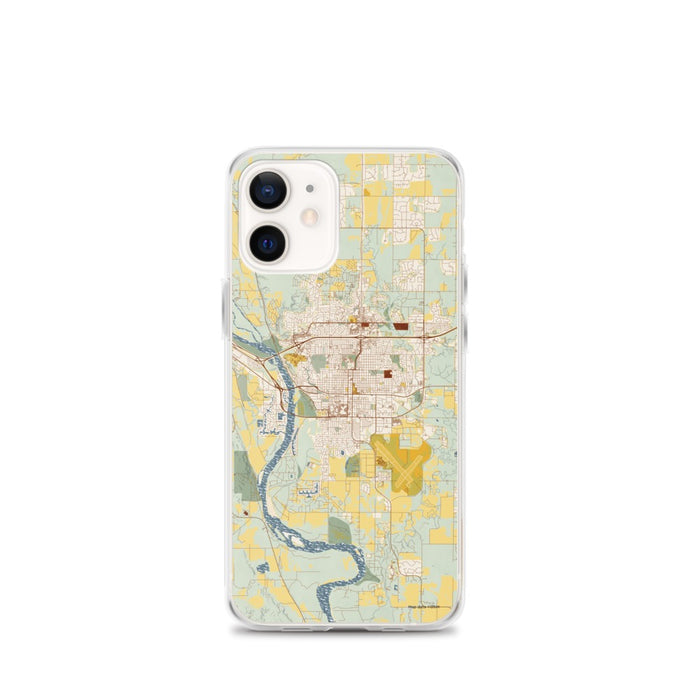 Custom Bismarck North Dakota Map iPhone 12 mini Phone Case in Woodblock