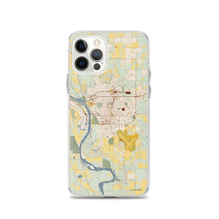 Custom Bismarck North Dakota Map iPhone 12 Pro Phone Case in Woodblock