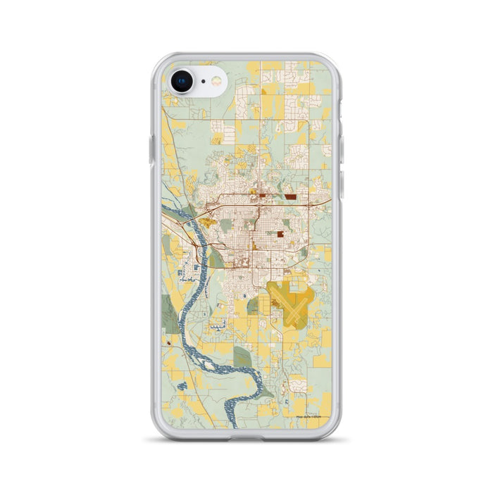 Custom Bismarck North Dakota Map iPhone SE Phone Case in Woodblock