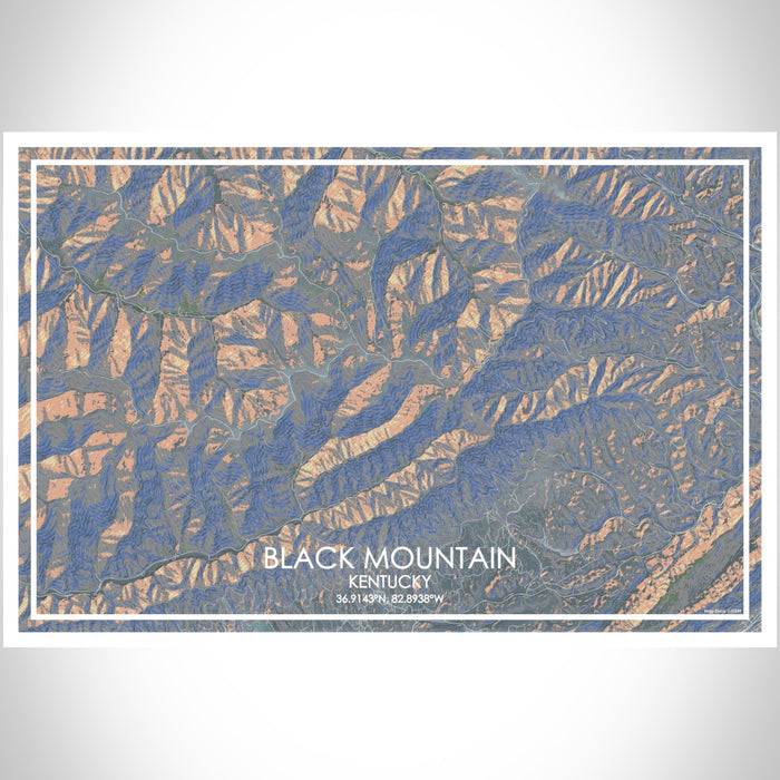 Black Mountain Kentucky Map Print Landscape Orientation in Afternoon Style With Shaded Background