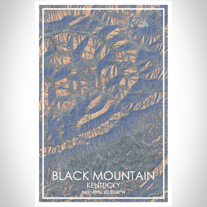 Black Mountain Kentucky Map Print Portrait Orientation in Afternoon Style With Shaded Background