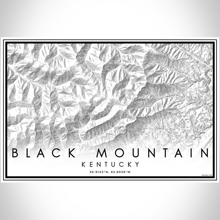 Black Mountain Kentucky Map Print Landscape Orientation in Classic Style With Shaded Background