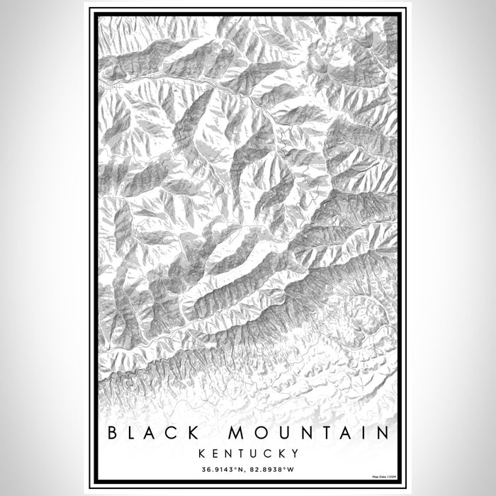 Black Mountain Kentucky Map Print Portrait Orientation in Classic Style With Shaded Background