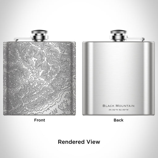Rendered View of Black Mountain Kentucky Map Engraving on 6oz Stainless Steel Flask