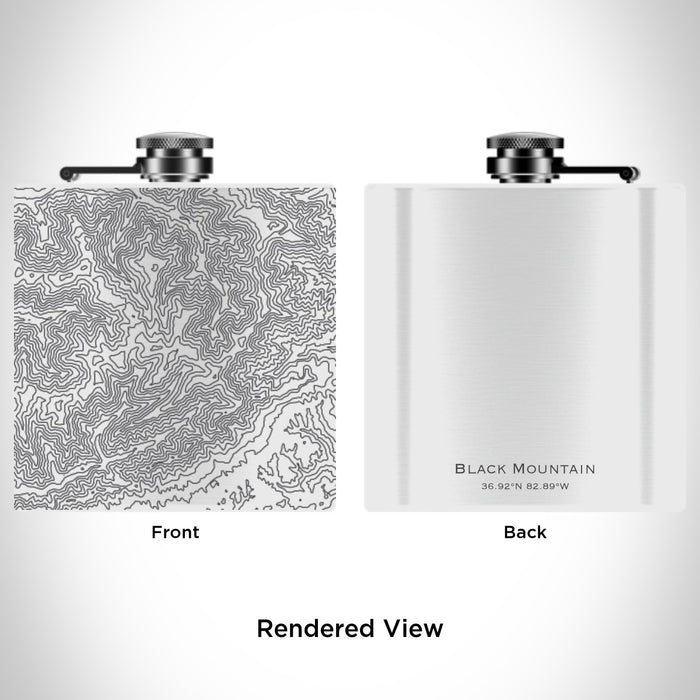 Rendered View of Black Mountain Kentucky Map Engraving on 6oz Stainless Steel Flask in White