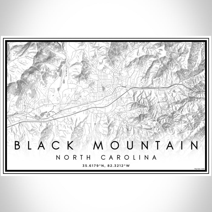 Black Mountain North Carolina Map Print Landscape Orientation in Classic Style With Shaded Background