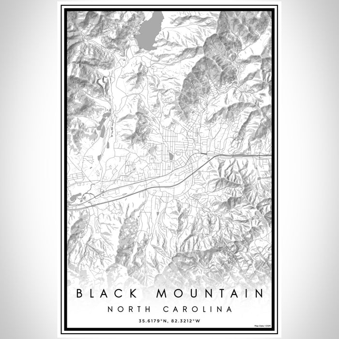 Black Mountain North Carolina Map Print Portrait Orientation in Classic Style With Shaded Background