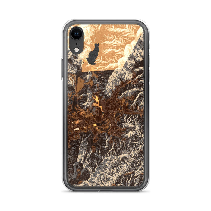 Custom iPhone XR Black Mountain North Carolina Map Phone Case in Ember
