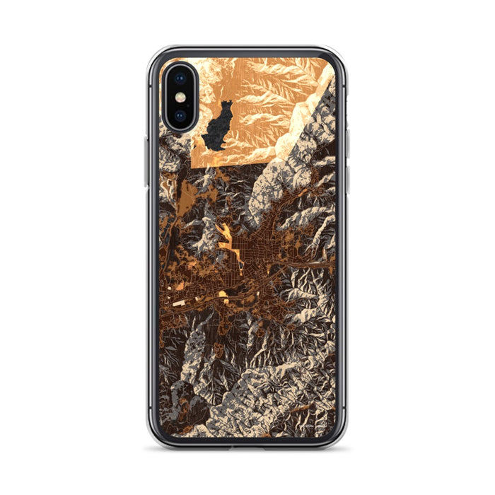 Custom iPhone X/XS Black Mountain North Carolina Map Phone Case in Ember