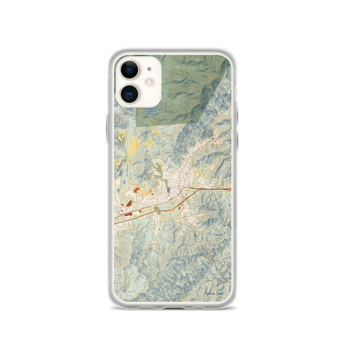 Custom iPhone 11 Black Mountain North Carolina Map Phone Case in Woodblock