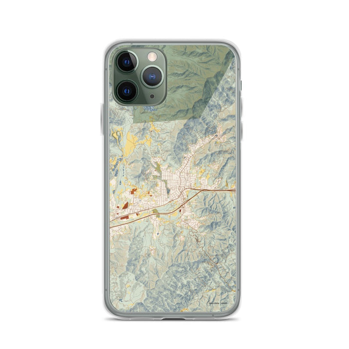 Custom iPhone 11 Pro Black Mountain North Carolina Map Phone Case in Woodblock