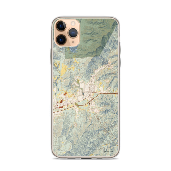 Custom iPhone 11 Pro Max Black Mountain North Carolina Map Phone Case in Woodblock