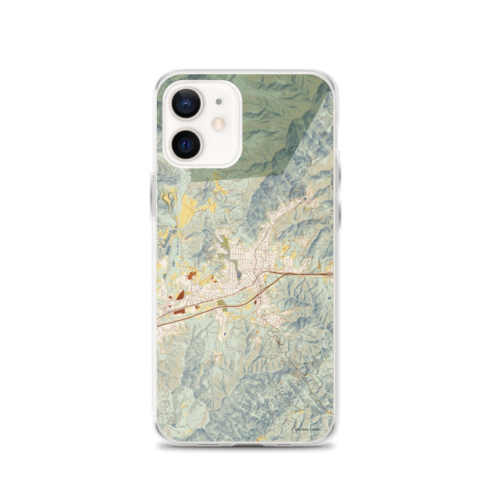 Custom iPhone 12 Black Mountain North Carolina Map Phone Case in Woodblock
