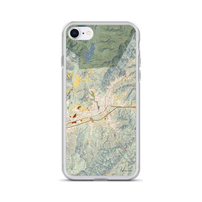 Custom iPhone SE Black Mountain North Carolina Map Phone Case in Woodblock