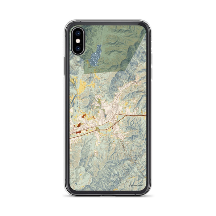 Custom iPhone XS Max Black Mountain North Carolina Map Phone Case in Woodblock