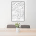 24x36 Blacksburg Virginia Map Print Portrait Orientation in Classic Style Behind 2 Chairs Table and Potted Plant