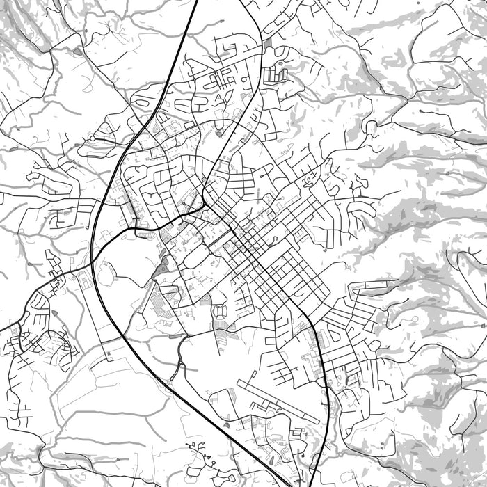 Blacksburg Virginia Map Print in Classic Style Zoomed In Close Up Showing Details