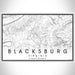 Blacksburg Virginia Map Print Landscape Orientation in Classic Style With Shaded Background