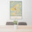 24x36 Blacksburg Virginia Map Print Portrait Orientation in Woodblock Style Behind 2 Chairs Table and Potted Plant
