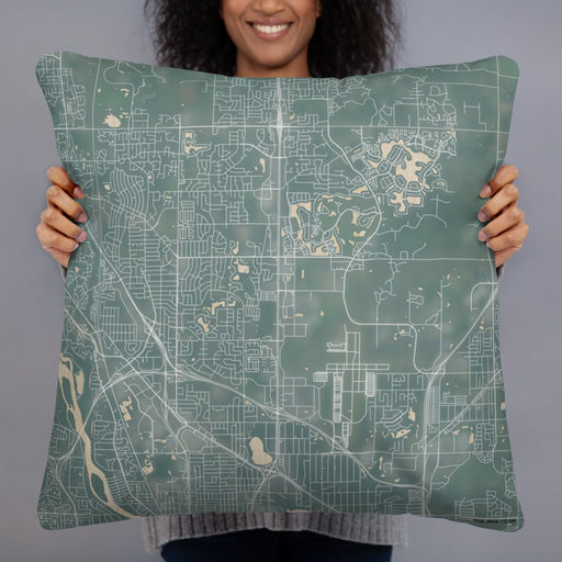 Person holding 22x22 Custom Blaine Minnesota Map Throw Pillow in Afternoon