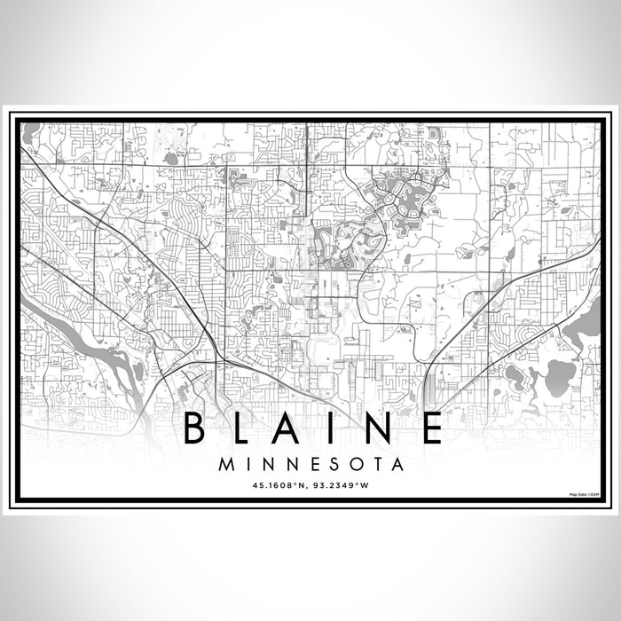 Blaine Minnesota Map Print Landscape Orientation in Classic Style With Shaded Background