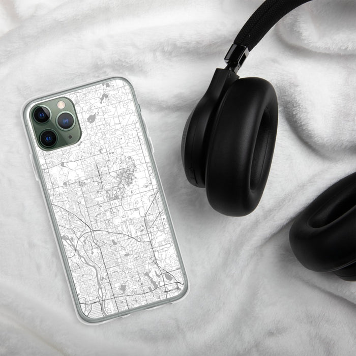 Custom Blaine Minnesota Map Phone Case in Classic on Table with Black Headphones