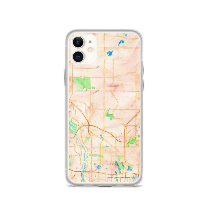Custom iPhone 11 Blaine Minnesota Map Phone Case in Watercolor