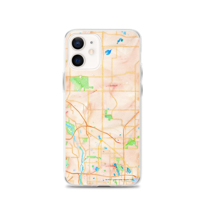 Custom iPhone 12 Blaine Minnesota Map Phone Case in Watercolor