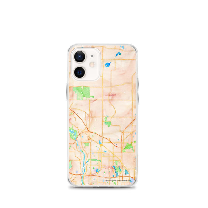 Custom iPhone 12 mini Blaine Minnesota Map Phone Case in Watercolor