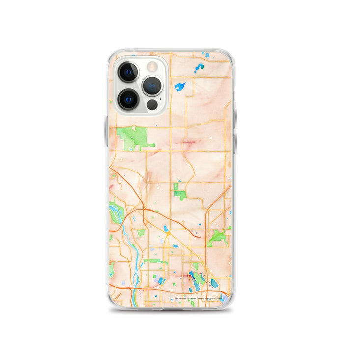 Custom iPhone 12 Pro Blaine Minnesota Map Phone Case in Watercolor