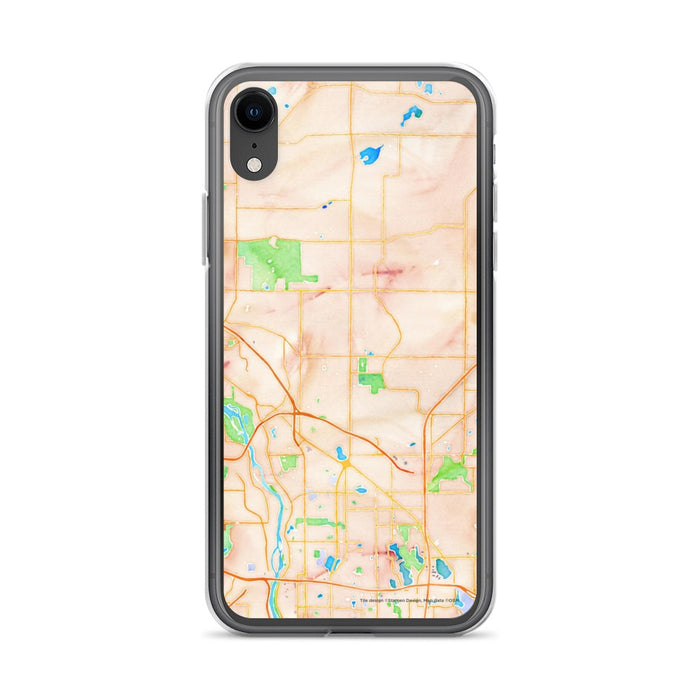 Custom iPhone XR Blaine Minnesota Map Phone Case in Watercolor