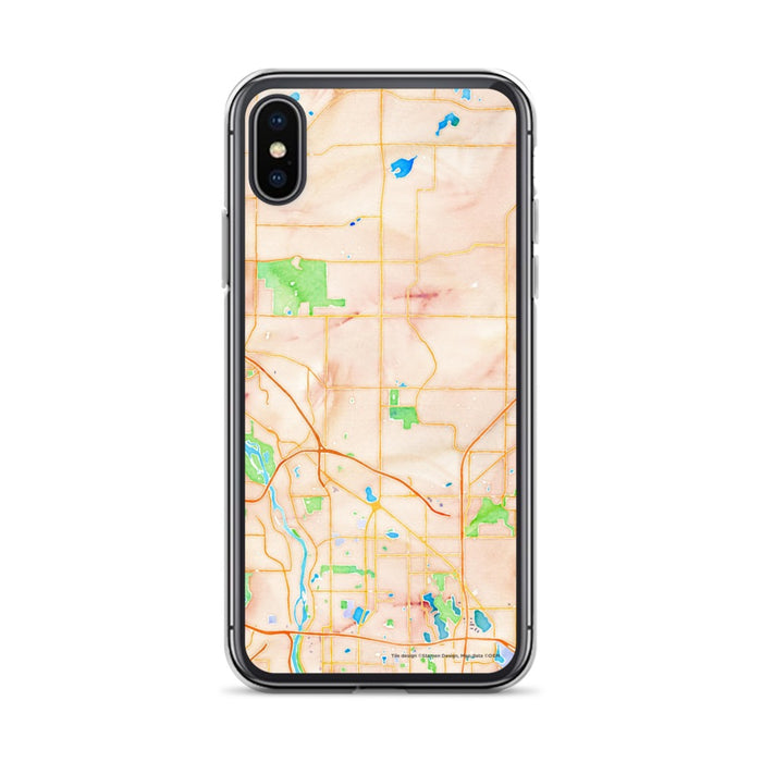 Custom iPhone X/XS Blaine Minnesota Map Phone Case in Watercolor