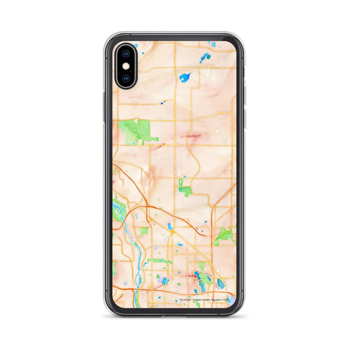 Custom iPhone XS Max Blaine Minnesota Map Phone Case in Watercolor