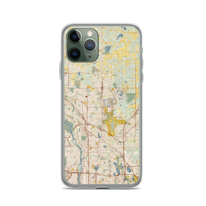 Custom iPhone 11 Pro Blaine Minnesota Map Phone Case in Woodblock