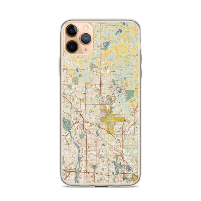 Custom iPhone 11 Pro Max Blaine Minnesota Map Phone Case in Woodblock