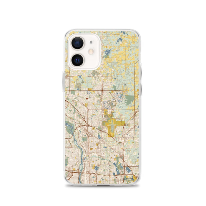 Custom iPhone 12 Blaine Minnesota Map Phone Case in Woodblock