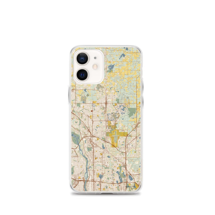 Custom iPhone 12 mini Blaine Minnesota Map Phone Case in Woodblock
